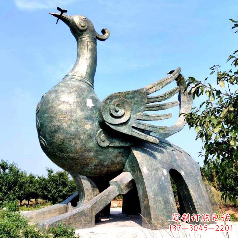 宁波公园园林朱雀铜雕景观雕塑