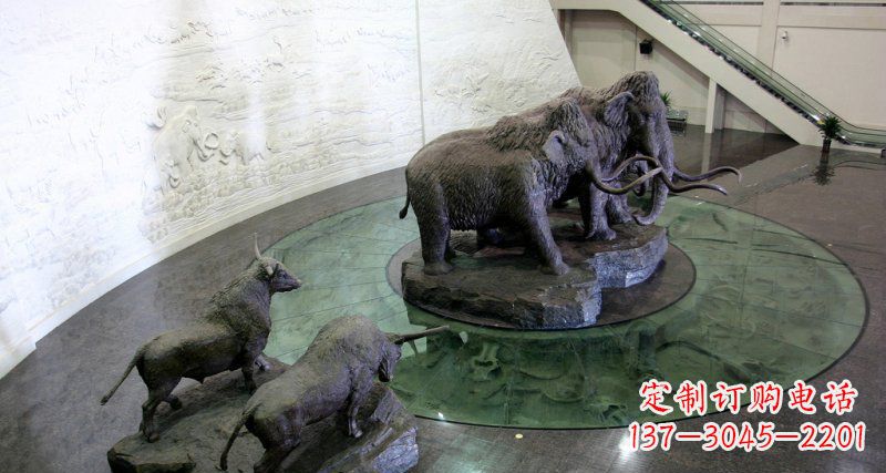 宁波公园长毛象动物铜雕 (3)