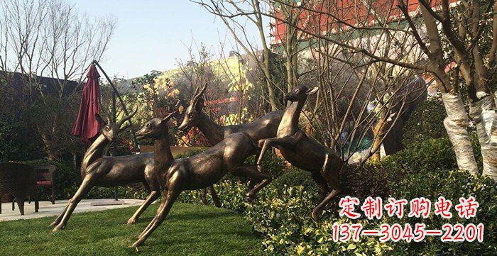 宁波公园铸铜小鹿动物铜雕 (3)
