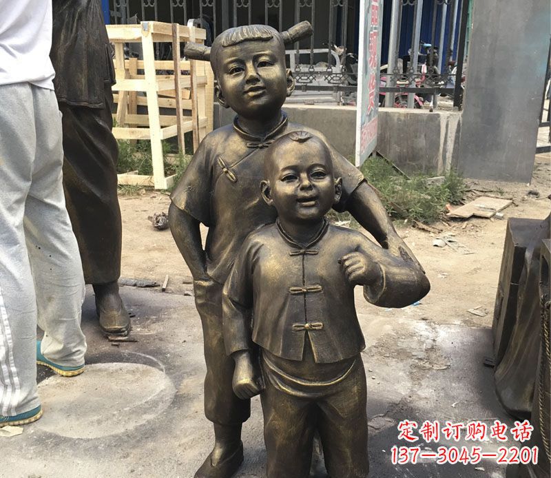 宁波中领雕塑纯手工古典儿童铜雕