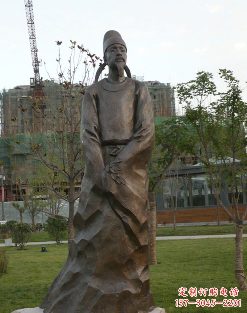 宁波古代名人李白铜雕