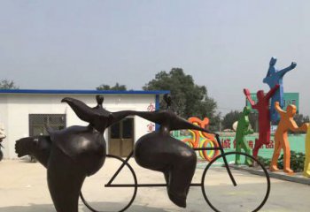 宁波青春无悔，精致自行车雕塑