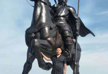 宁波以古代骑马将军为灵感的铜雕