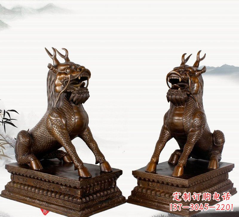宁波古典神麒麟铜雕,馥玉臻品