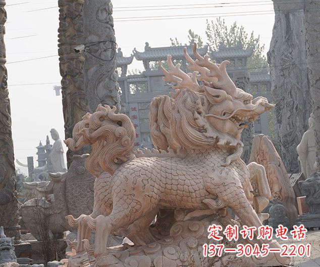 宁波中领雕塑:古典麒麟石雕,美丽传承