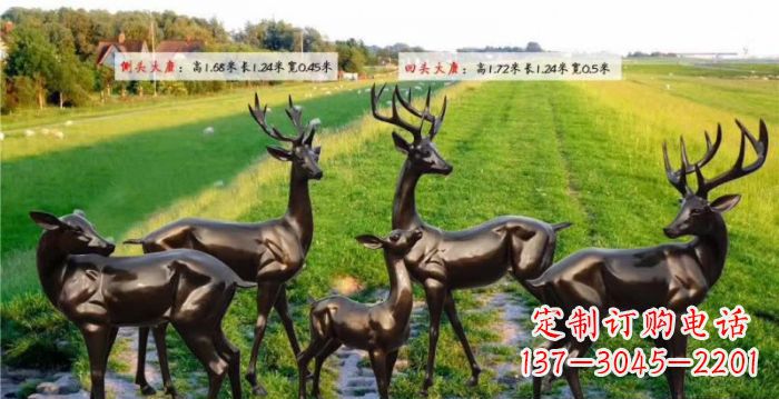 宁波古铜雕鹿群,添彩美好家园