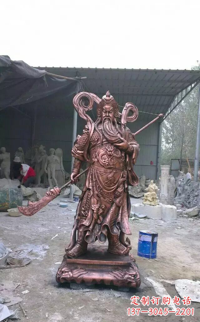 宁波精美关公红铜雕塑