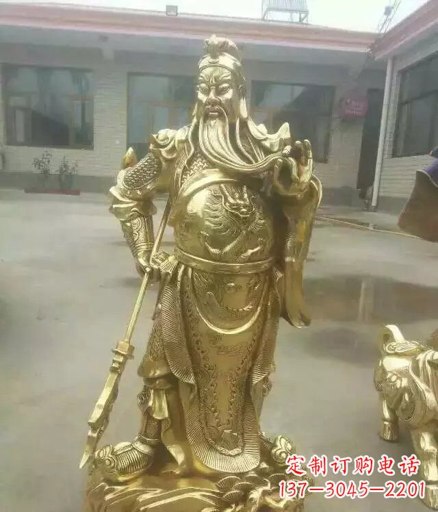 宁波中领雕塑定制关公提刀武财神铜雕