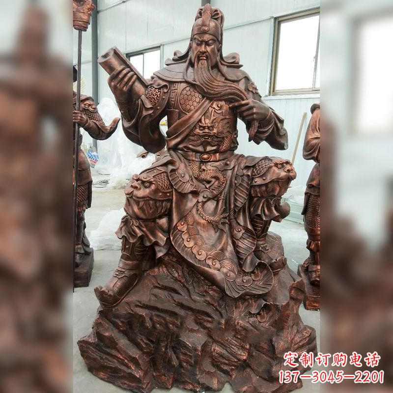 宁波文化历史写照:关羽夜读春秋雕塑