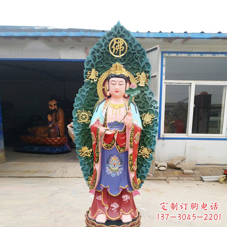 宁波艺术精致观音玻璃钢彩绘雕塑