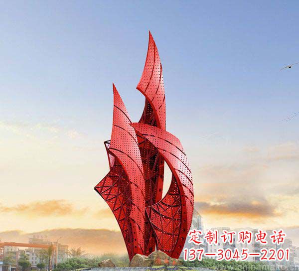 宁波广场不锈钢抽象船帆雕塑