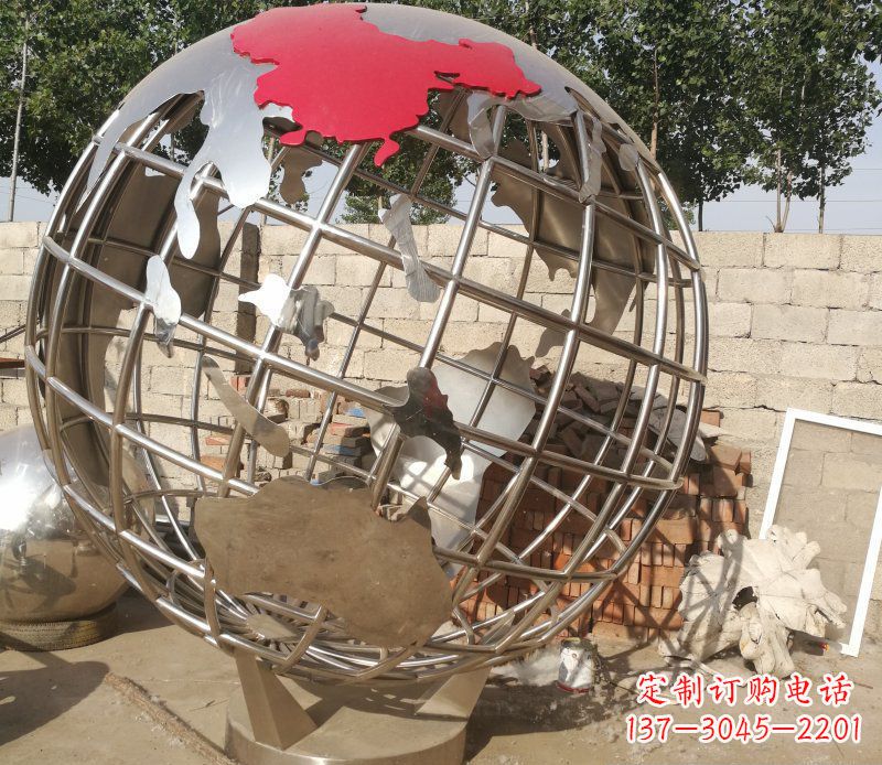 宁波广场不锈钢抽象地球雕塑