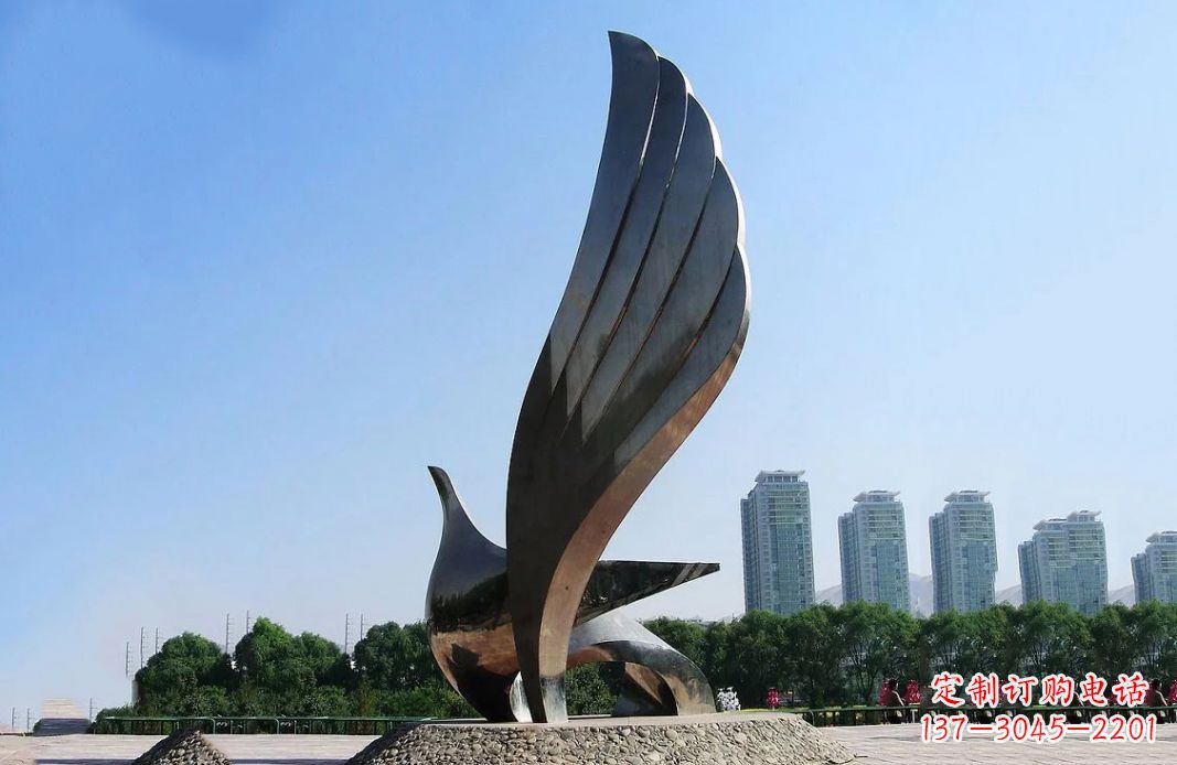宁波广场不锈钢抽象鸽子雕塑