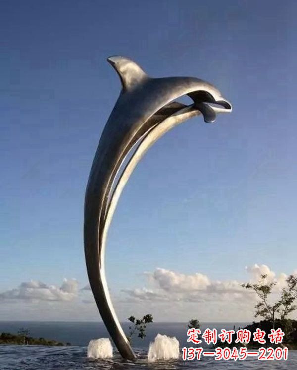 宁波广场不锈钢抽象海豚雕塑 (2)