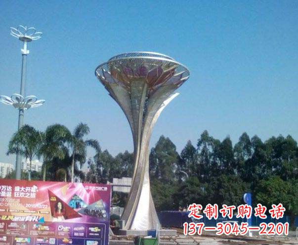宁波广场不锈钢抽象莲花雕塑