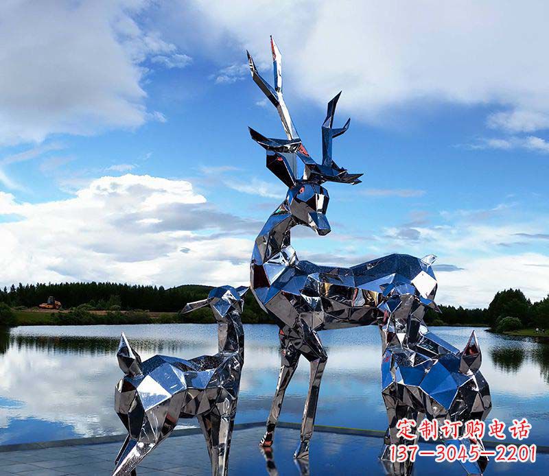 宁波中领雕塑出品:优雅梅花鹿不锈钢雕塑