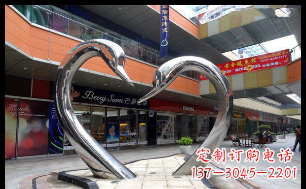 宁波广场不锈钢抽象天鹅动物景观雕塑