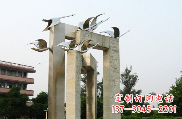 宁波展现自然之美的不锈钢大雁动物雕塑
