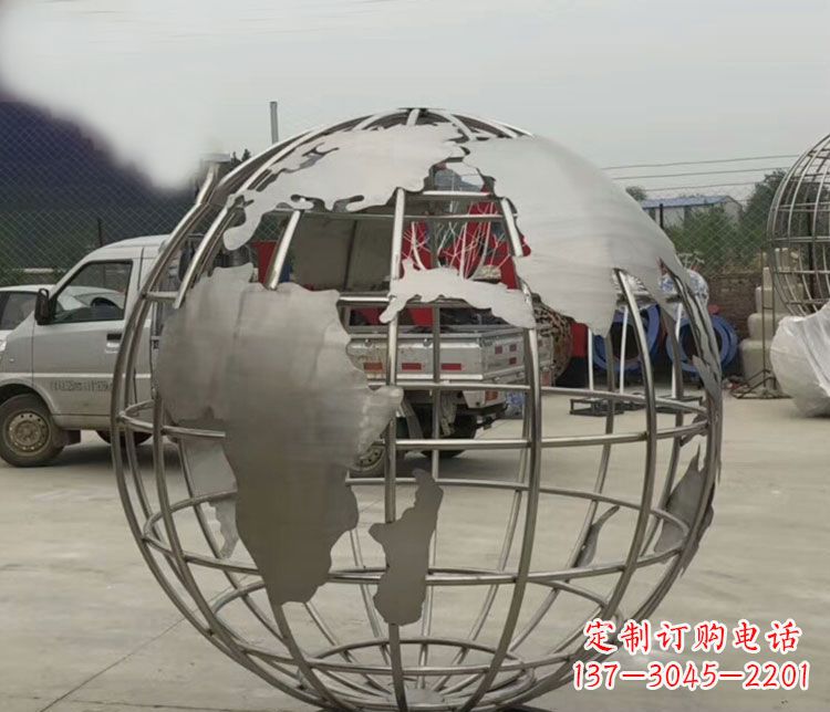 宁波中领雕塑:精美不锈钢地球仪雕塑