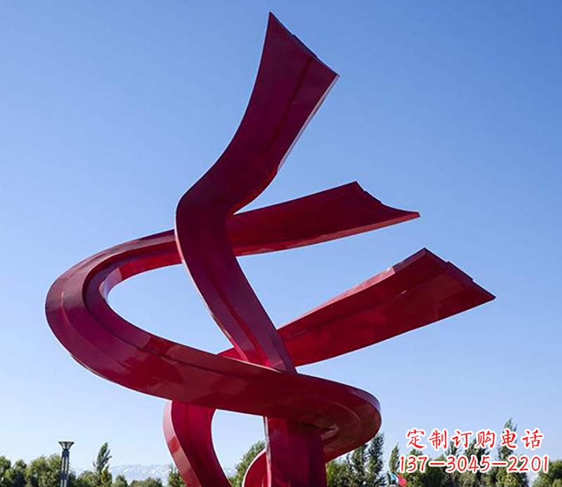 宁波广场不锈钢红飘带景观雕塑