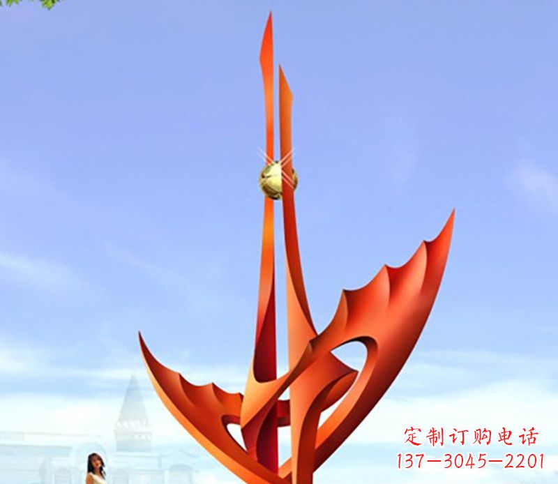 宁波广场不锈钢火炬抽象雕塑