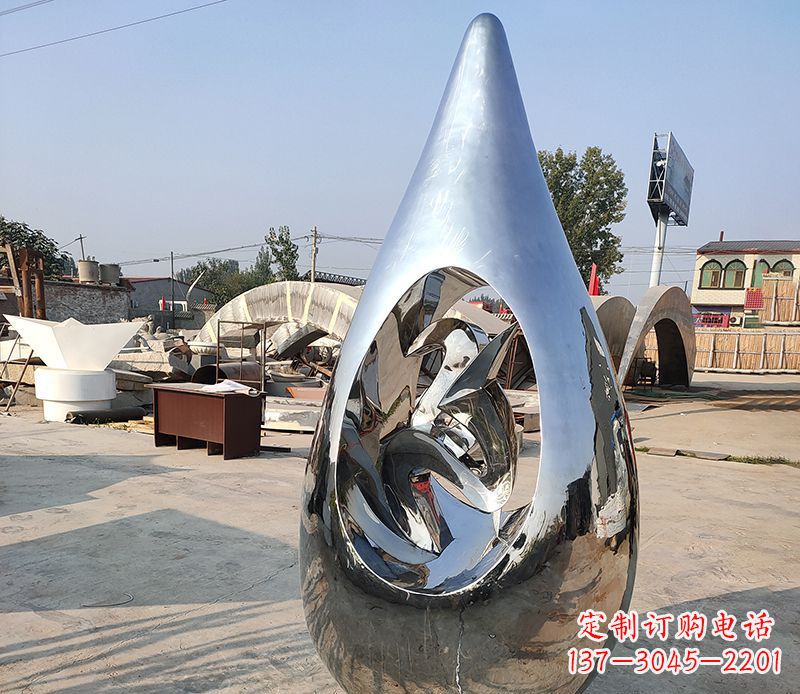 宁波持久耐看的不锈钢镜面水滴雕塑