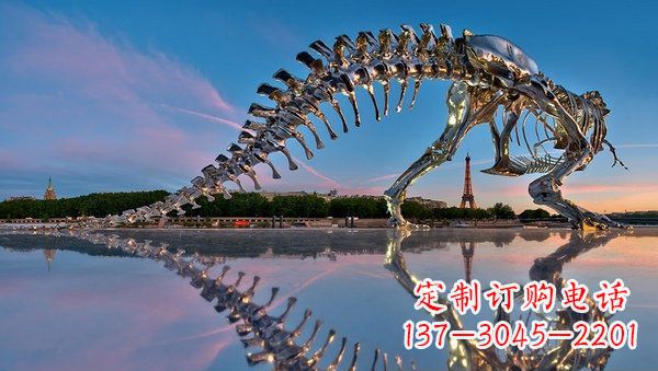 宁波广场不锈钢恐龙骨架雕塑