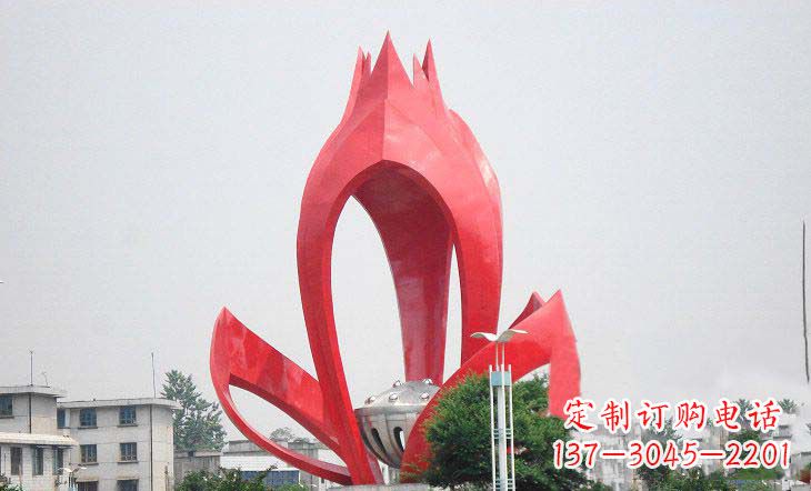 宁波广场不锈钢莲花和莲蓬雕塑