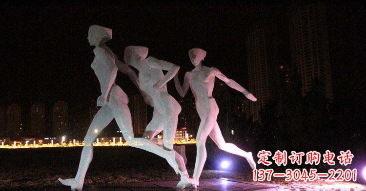 宁波广场不锈钢跑步的女孩雕塑
