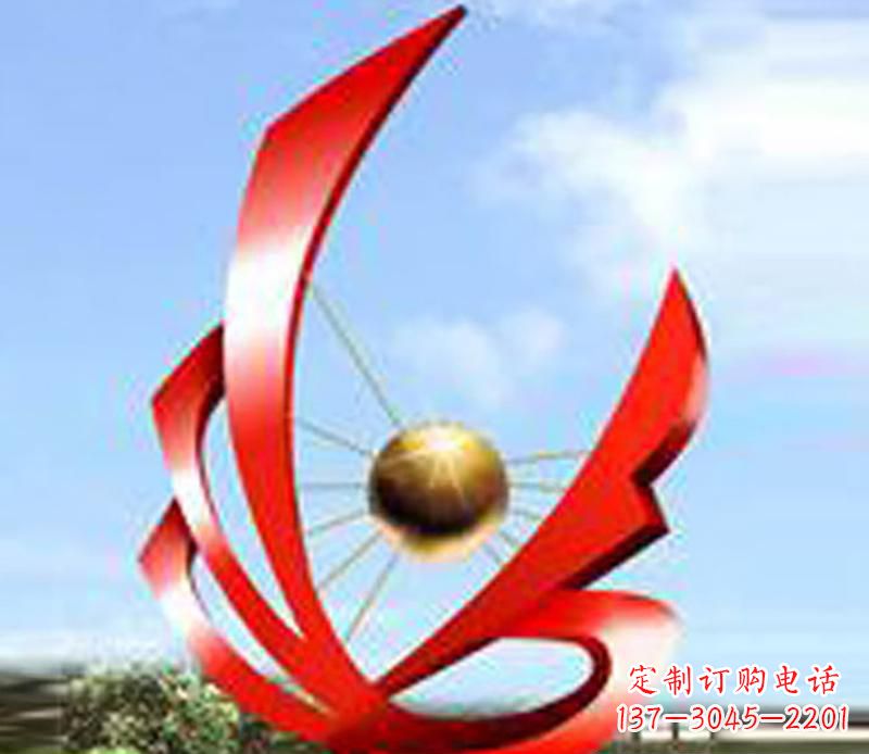 宁波广场不锈钢飘带球网景观雕塑