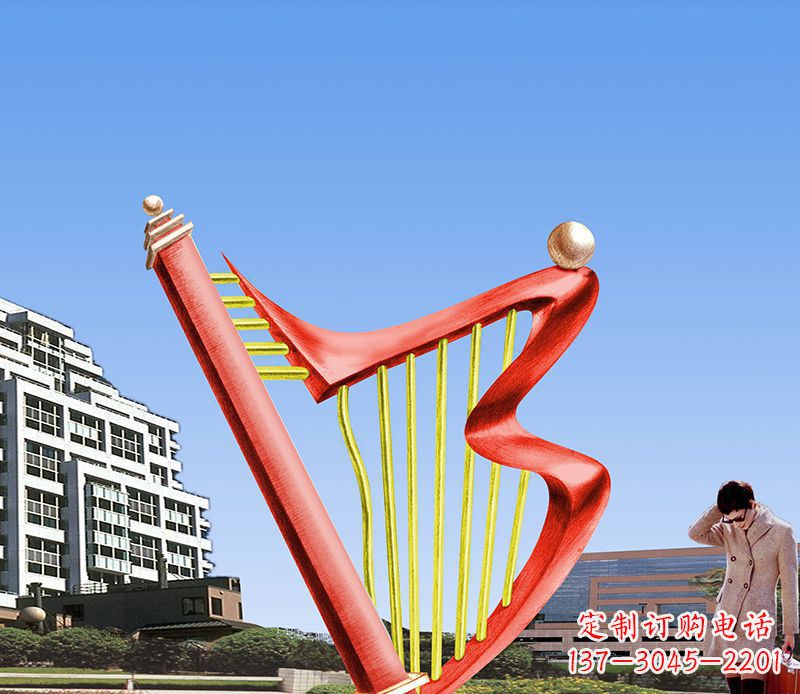 宁波精美不锈钢竖琴雕塑