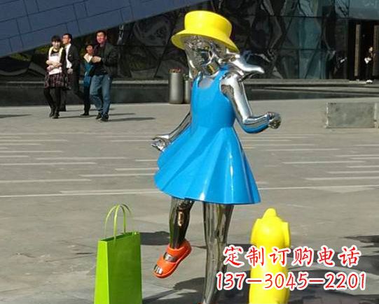 宁波广场不锈钢小女孩雕塑