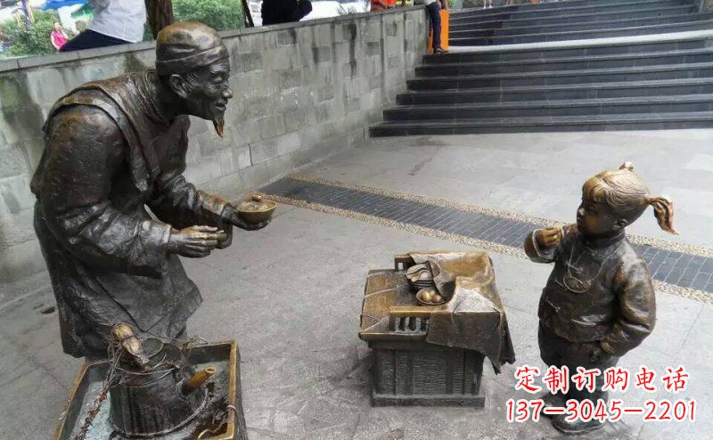 宁波广场吃小吃的小女孩小品铜雕