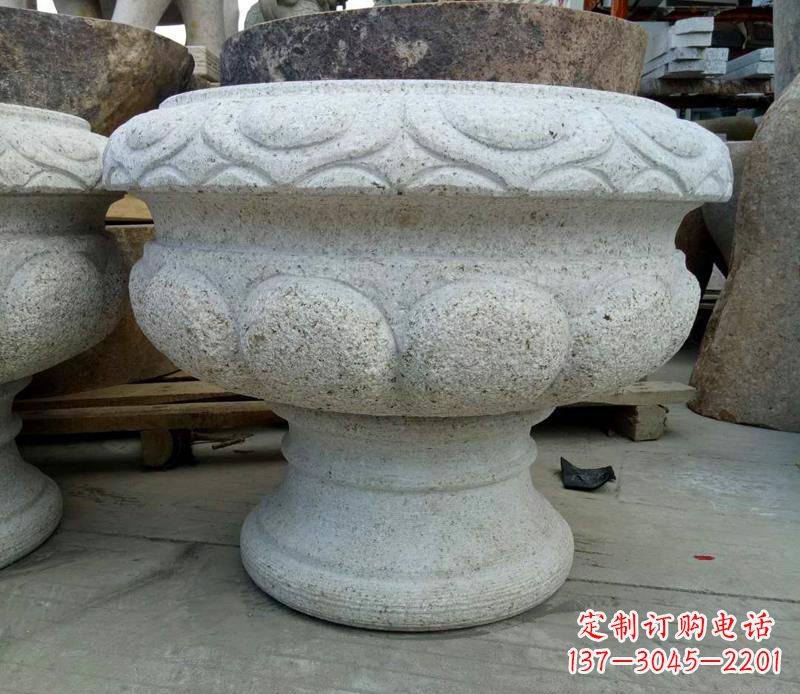 宁波中领雕塑精美大理石花盆雕塑