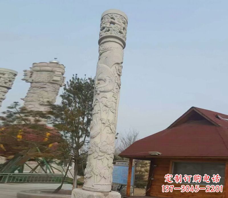 宁波广场大理石龙柱景观石雕_1