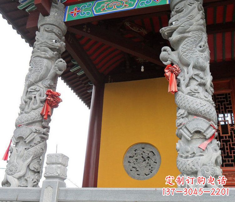 宁波广场大理石盘龙柱景观石雕_2