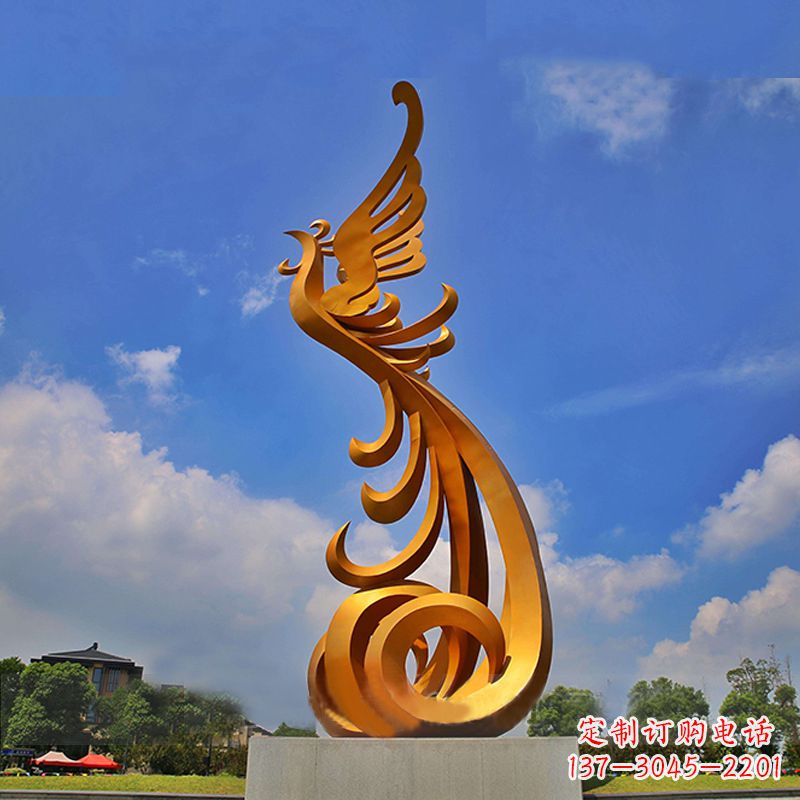宁波广场大型凤凰不锈钢雕塑