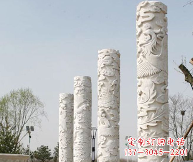 宁波广场凤凰浮雕龙柱景观石雕