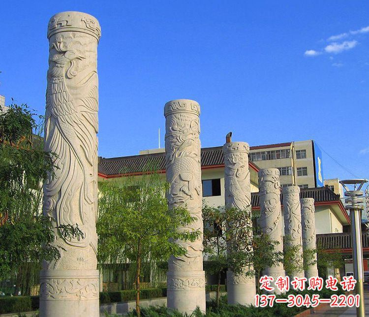 宁波广场凤凰石浮雕龙柱景观石雕