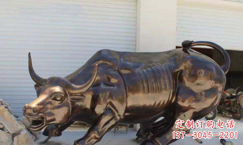 宁波广场华尔街铜牛动物铜雕-优质的动物铜雕定制