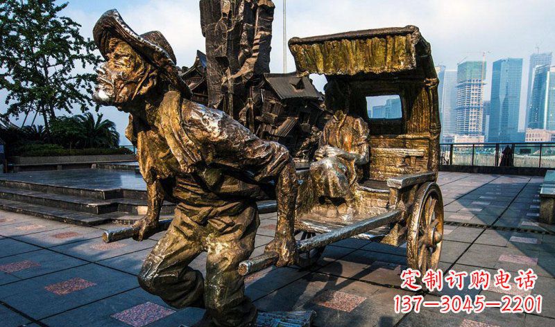 宁波广场黄包车纪念铜雕