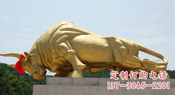宁波广场黄铜奔牛铜雕