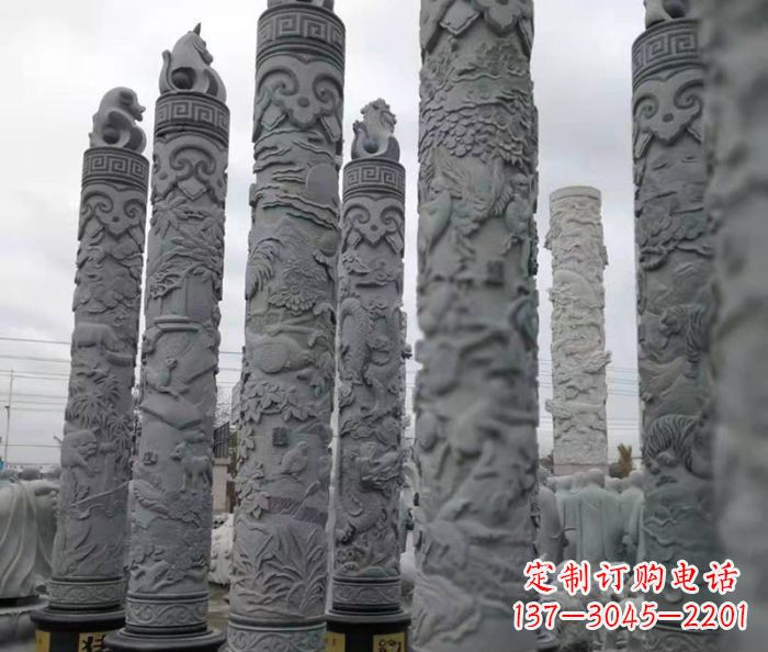 宁波中领雕塑:12生肖石柱——精致美观的雕塑定制