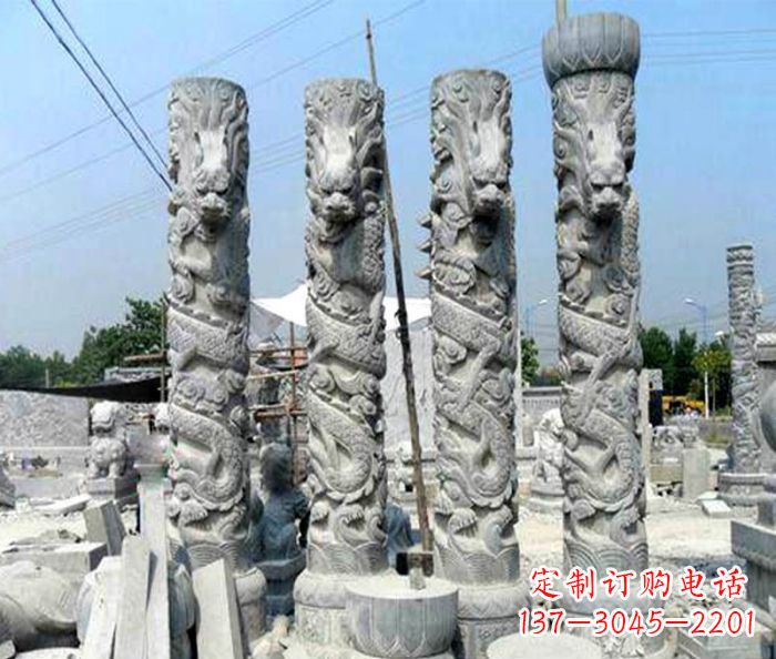 宁波浩大神秘的龙柱石雕