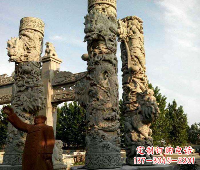 宁波中领雕塑推出的震撼龙柱大理石雕,是一种典…