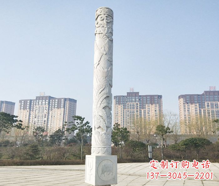 宁波真实而细腻的大理石龙柱石雕