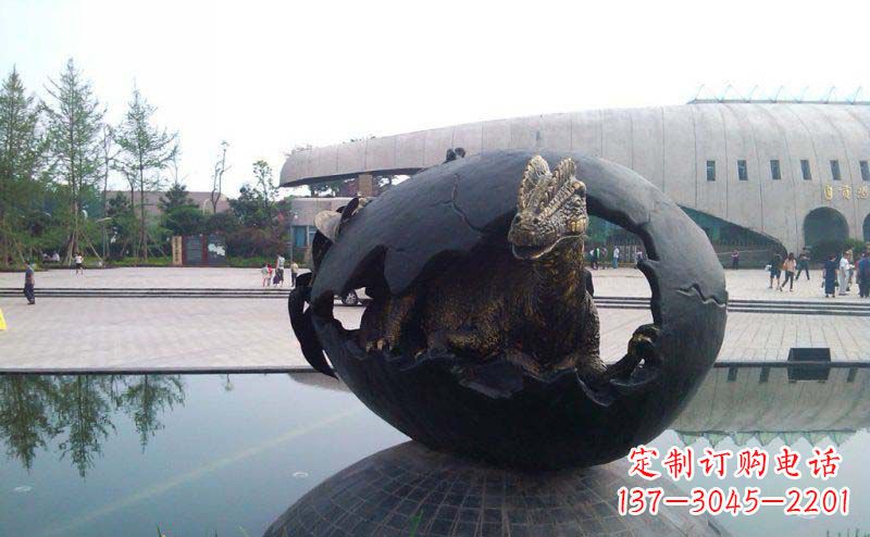 宁波广场恐龙蛋景观铜雕