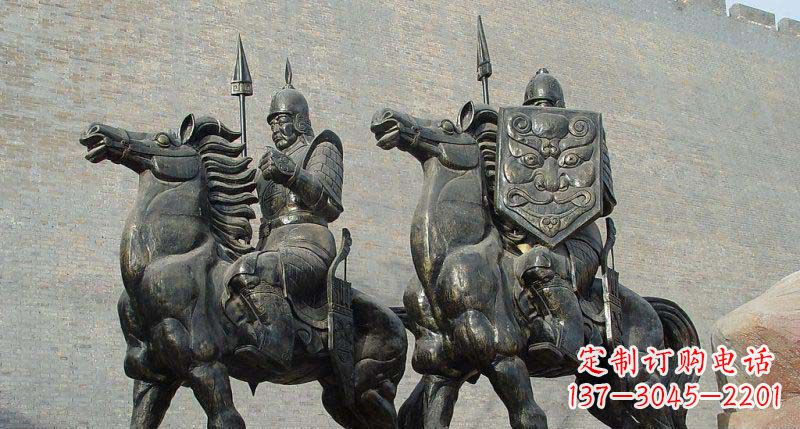 宁波广场骑着战马的古代将军景观铜雕