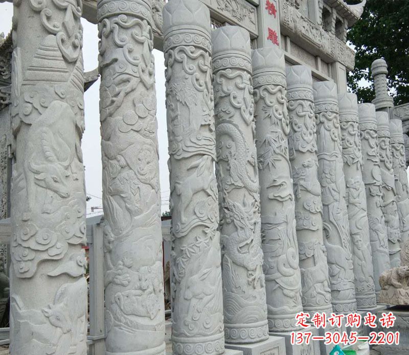宁波中领雕塑:专业定制十二生肖石柱景观石雕