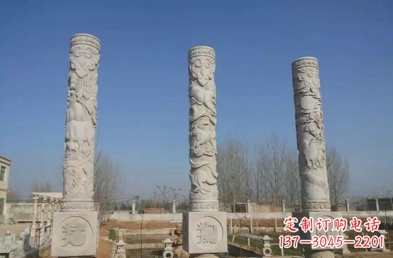 宁波十二生肖文化柱石雕,展现传统文化风采